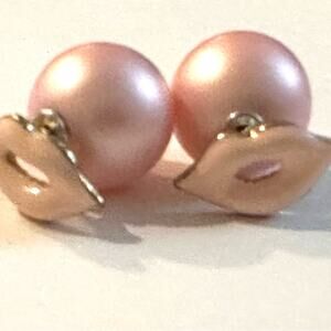 Double Sided Pink Lips Kiss Earrings